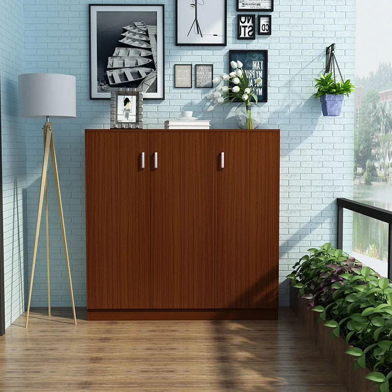 Zapatero para balcón, protector solar, puerta del hogar, porche exterior, almacenamiento en el suelo, gabinete de madera con tamaño de cerradura