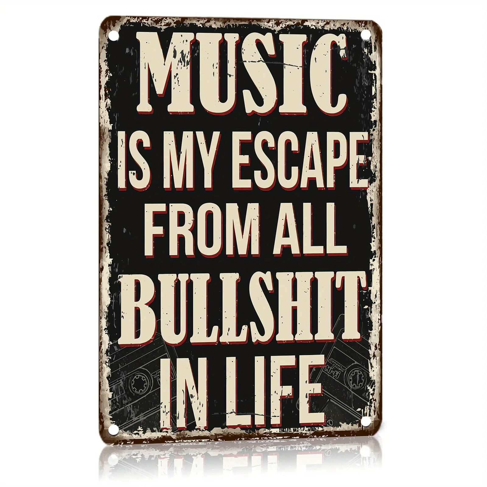 [Vintage Metal Sign] Rustic  Inch Wall Sign, Vintage Music-Themed Decor with 