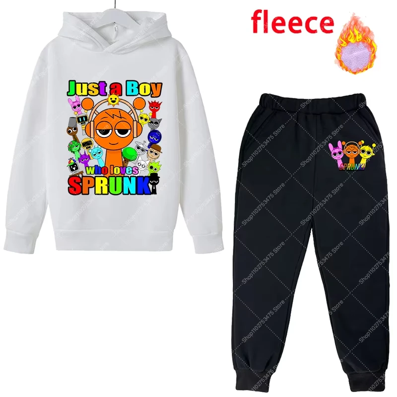 Sprunki Kids Anime Cute Hoodies Pants Set Children Autumn Winter Clothing Boy Girl Cartoon Hooded Top Fashion Trousers Gift 2025