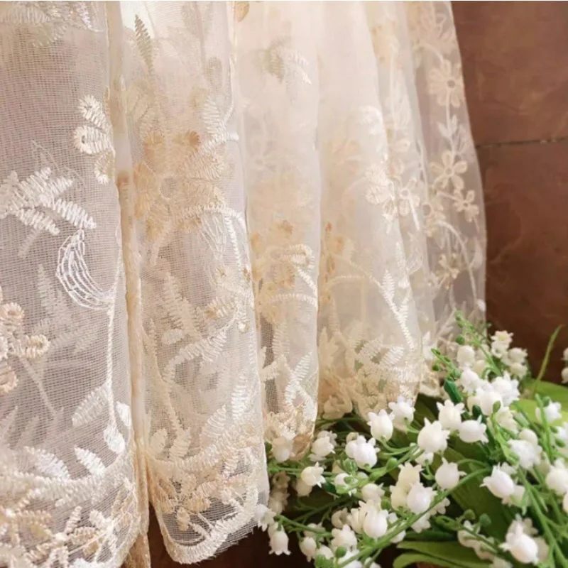 European Style Lace Semi-short Curtain Gauze Curtain Embroidery Partition Block Curtain French Style