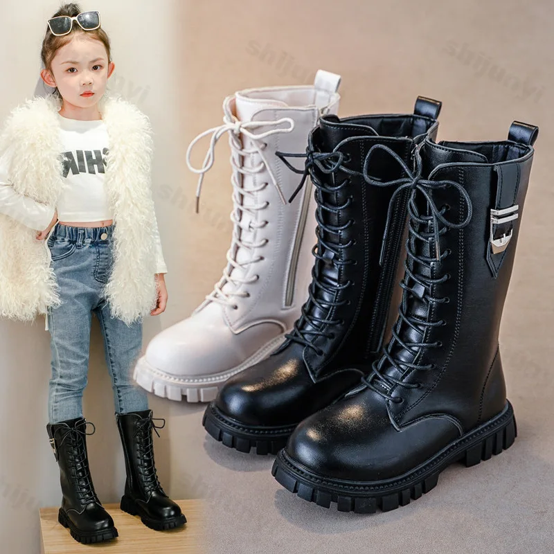 Children Knee Length Boots New 2026 Autumn British Girls Princess Boots Kids Zipper Comfortable Non Slip Buckle Long Boots
