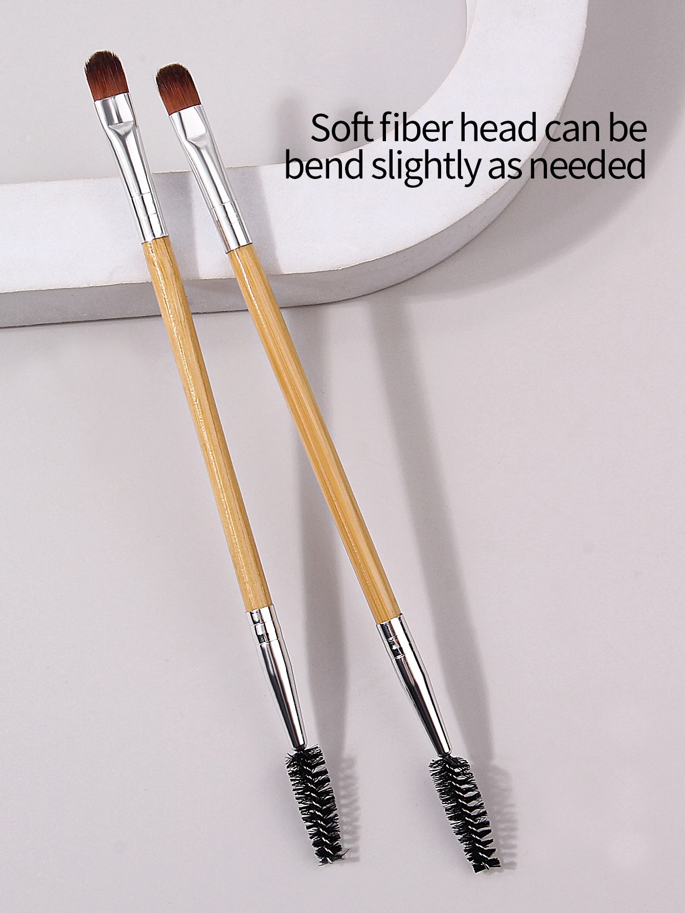 قطعتان من فرشاة مكياج متعددة الوظائف، فرشاة رموش برأسين، فرشاة ظلال عيون، شعيرات صناعية، أداة مكياج عيون سهلة الاستخدام