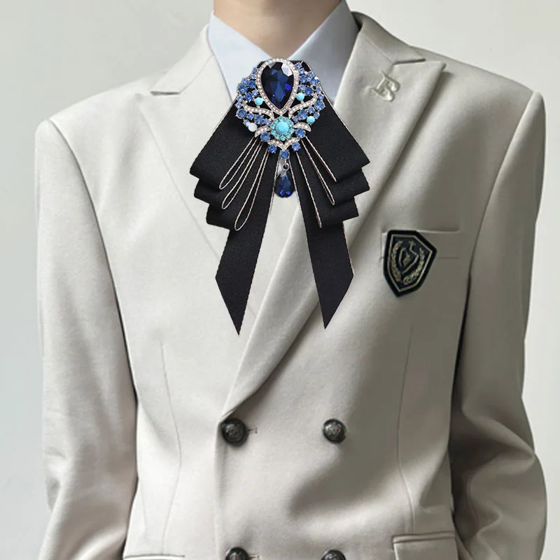 

Men's Bow Ties Luxury Rhinestone British Korean College Uniform Shirt Accessories Women's Bank Adjustable Strap Collar Flowers