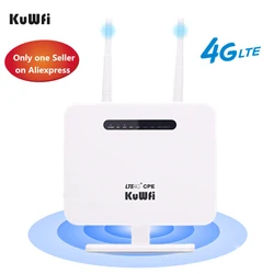 KuWFi 4G Router Sim Card 300mbps Unlocked 4G CPE Wireless Router 150mbps CAT4 Mobile Wifi Hotspot With Sim Card Slot 4 LAN Ports