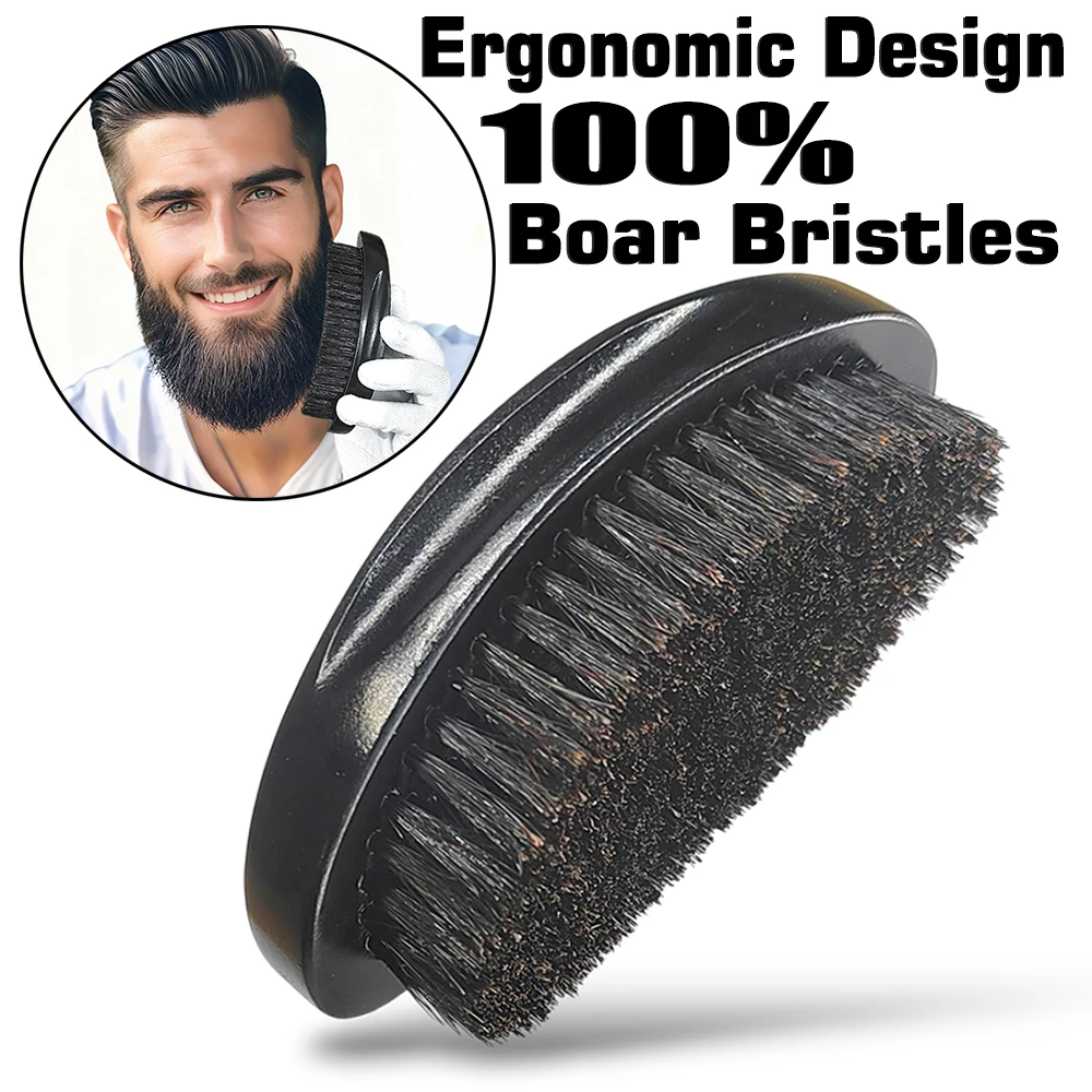 

Gracemen Beard Brush 360 Wave Hair Brush for Men Wooden Handle 100% Boar Bristles Promote Beard Growth