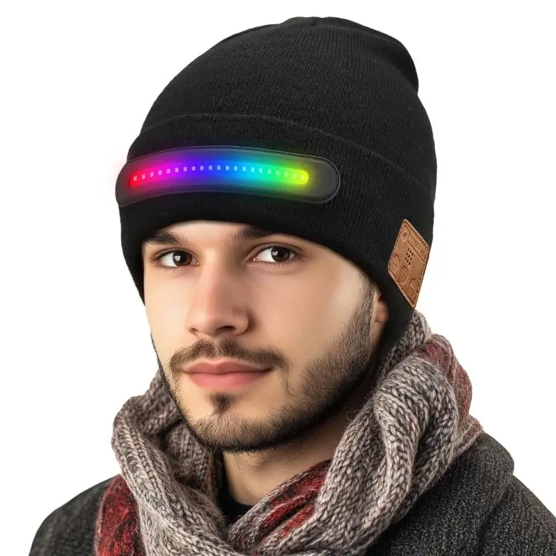 Unisex Hat Musical Hat Girls Winter Sports Sports Headwear with Light Headlamp Hat for Autumn and Winter Y08E