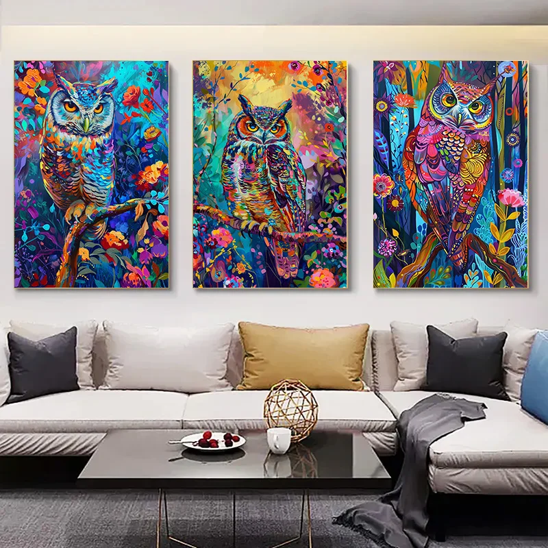 Owls Decorative Painting for Bedroom Decoration Home Animals Posters for Wall Art Canvas Painting 1pcs Artistic Conception Decor