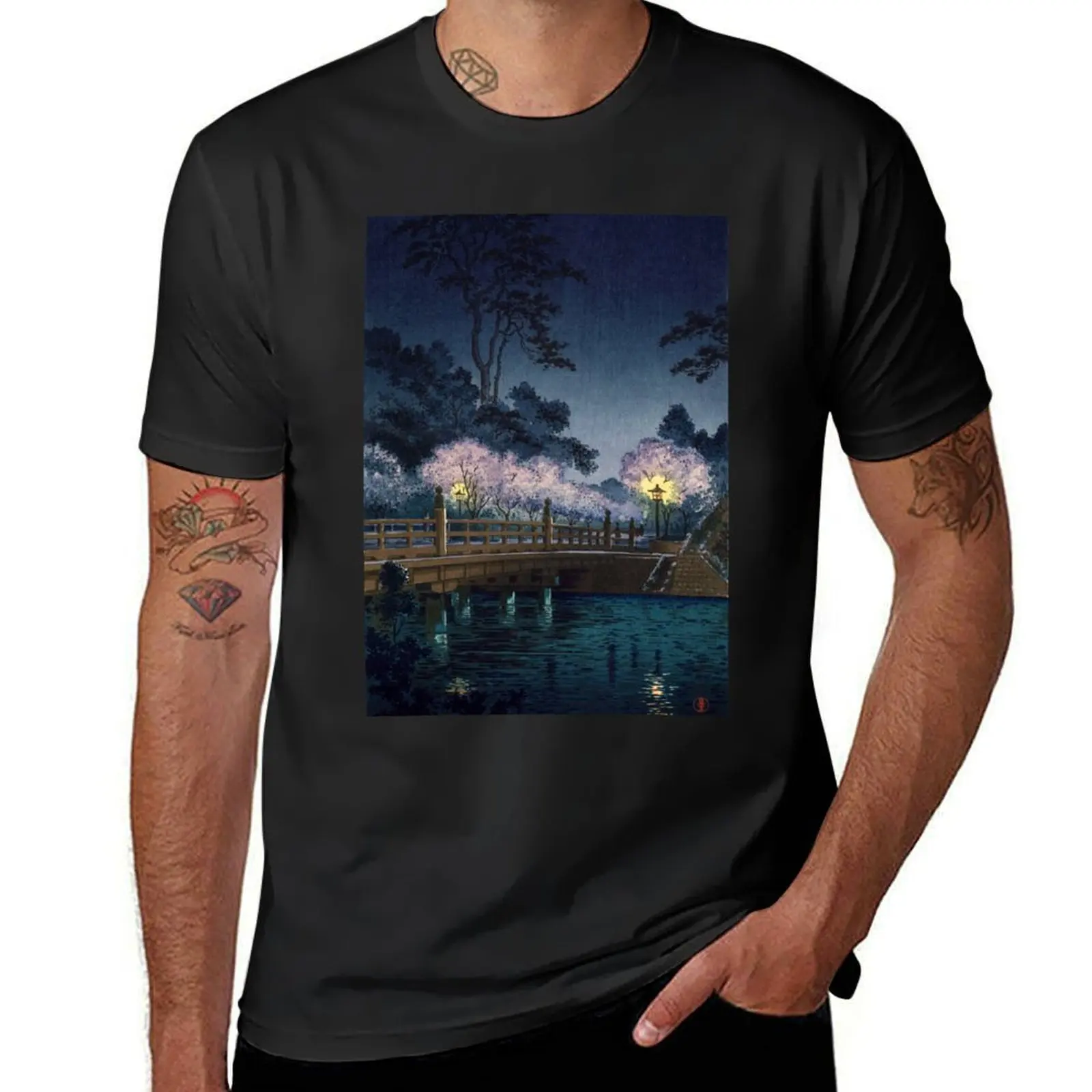 Benkei Bridge by Tsuchiya Koitsu T-Shirt summer tops heavyweights mens graphic t-shirts funny