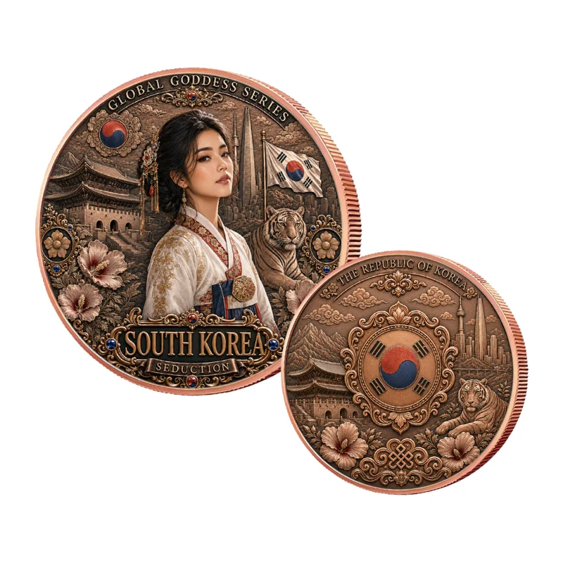 1oz .999 Fine Copper Art Round Global Goddess South Korea Beauty Seduction Tiger Hanbok Gyeongbokgung Colorized Collectible Gift