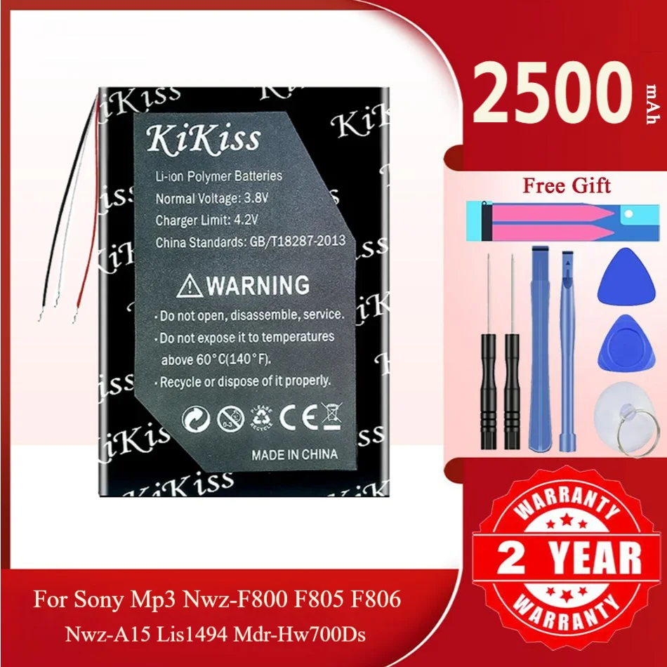 

2500mah KiKiss Powerful Battery LIS1494HNPPC for Sony MP3 NWZ-F800 F805 F806 NWZ-A15 LIS1494 MDR-HW700DS