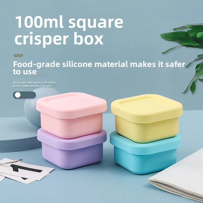 5 Colors  Silicone Mini Bento Box - Reusable (Dishwasher Safe) | Square Snack/Candy Storage Case for Picnic/Office/Travel