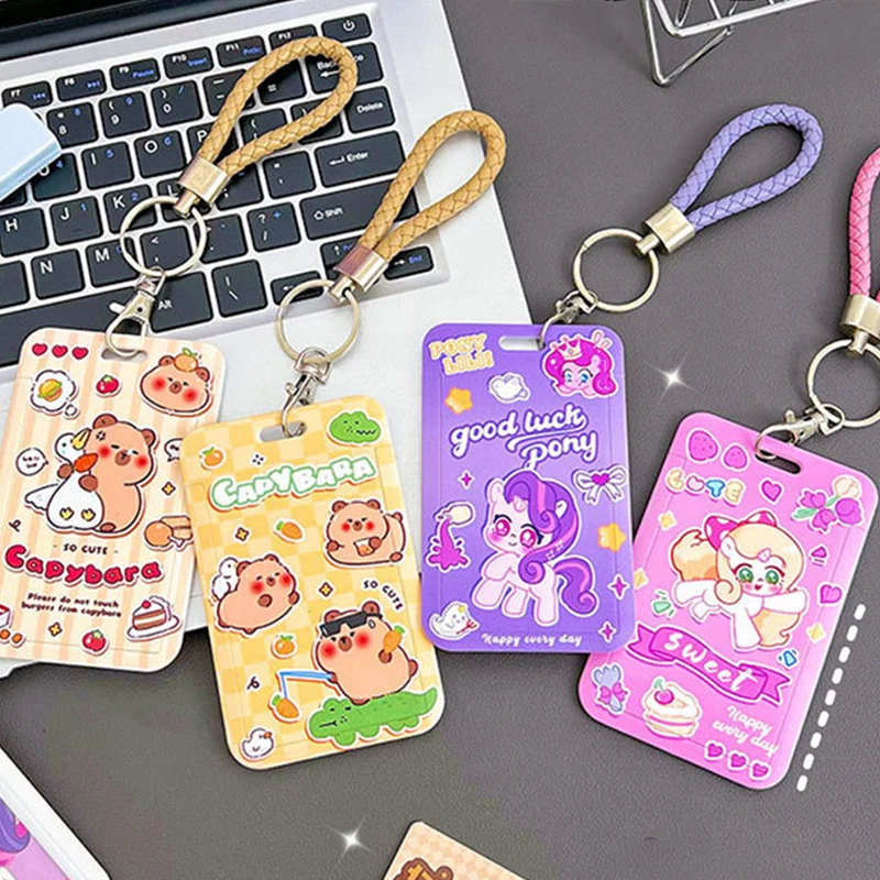 

1pc Cartoon Capybara Bus Access Control Subway Card Anti-lost Card Sleeve Fashion School Bag Pendant Cute Card Protective Cover