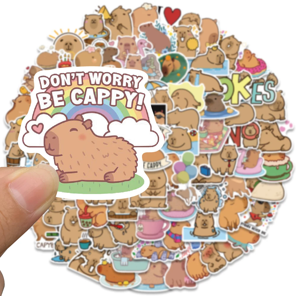 50/100pcs plump Capybara Cartoon Cute Brown Animals Stickers For Kid Laptop Water Bottle Luggage Stationery Scrapbook Sticker