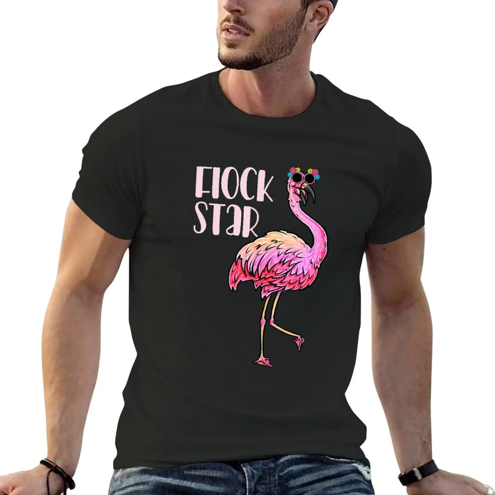 Flamingo Tshirt for Women - Flock Star T-Shirt cheap stuff rapper graphic tees Short sleeve tee mens big and tall t shirts