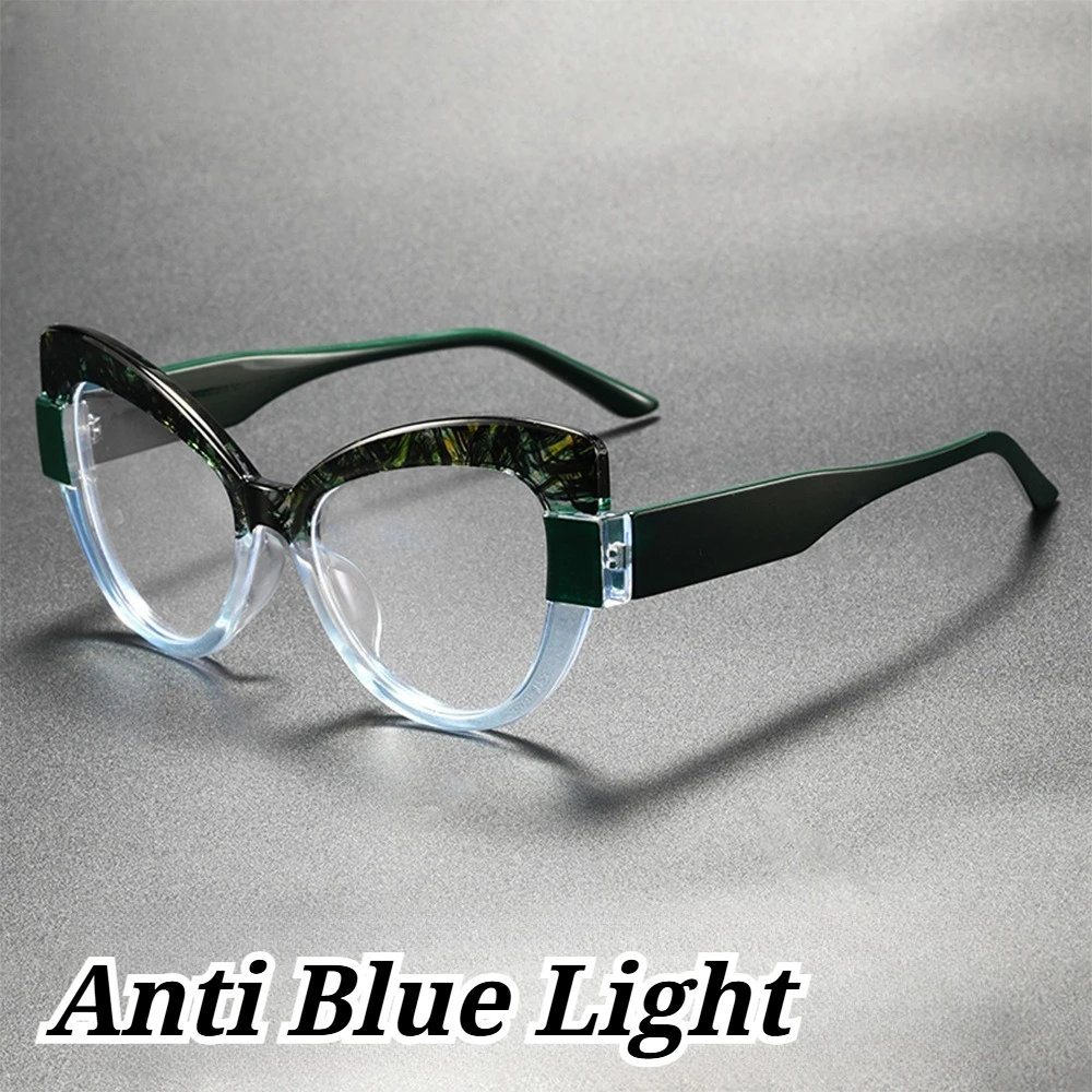 

Fashion Cat-Eye Anti-Blue Light Glasses Trendy Patterned Frames Non-Prescription Eyeglasses Women's INS Style Plain Eyewear