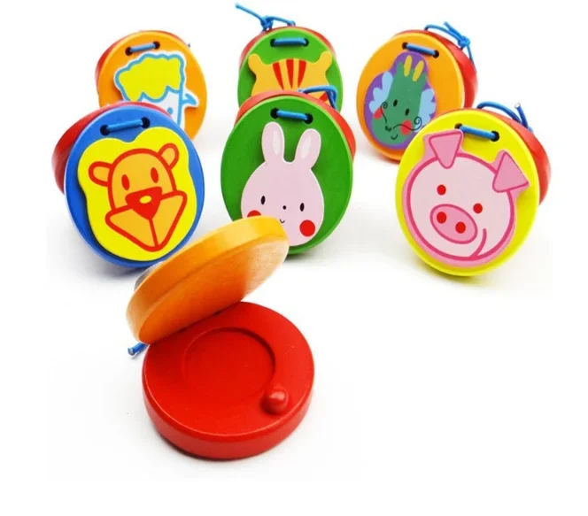 1 pcs Random Color Cute Wooden Cartoon Musical Percussion Instrument Toy for Kids Early Educational Toy Gift