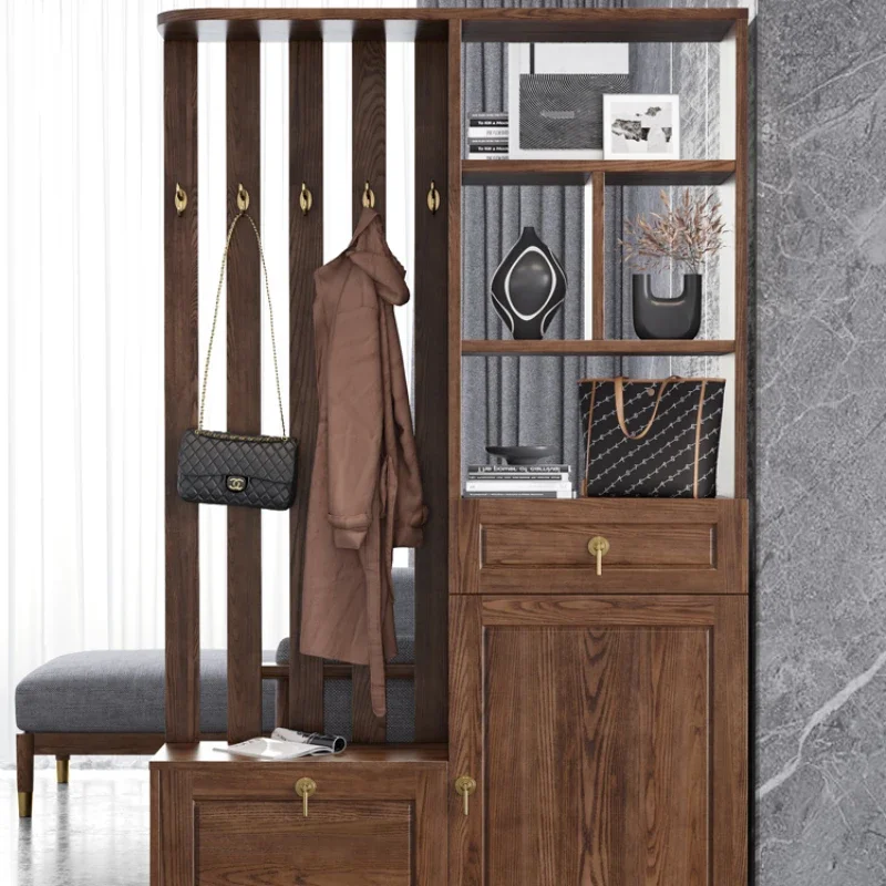 

Nordic ash wood porch cabinet shoe cabinet integrated