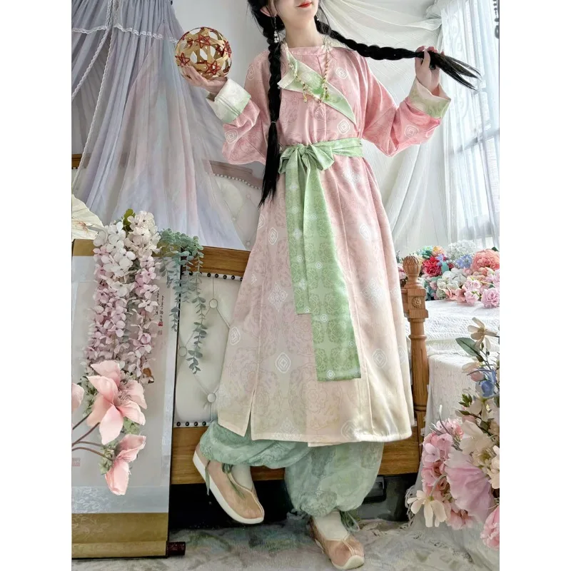 

Hanfu Restoration Tang-made round neck robe Hanfu bloomers in large quantities Spring and summer daily