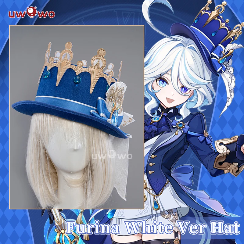 UWOWO Furina Cosplay Hat Genshin Impact Furina Focalors Cosplay Hydro Archon Fontaine Rococo Style Headwear with Acces