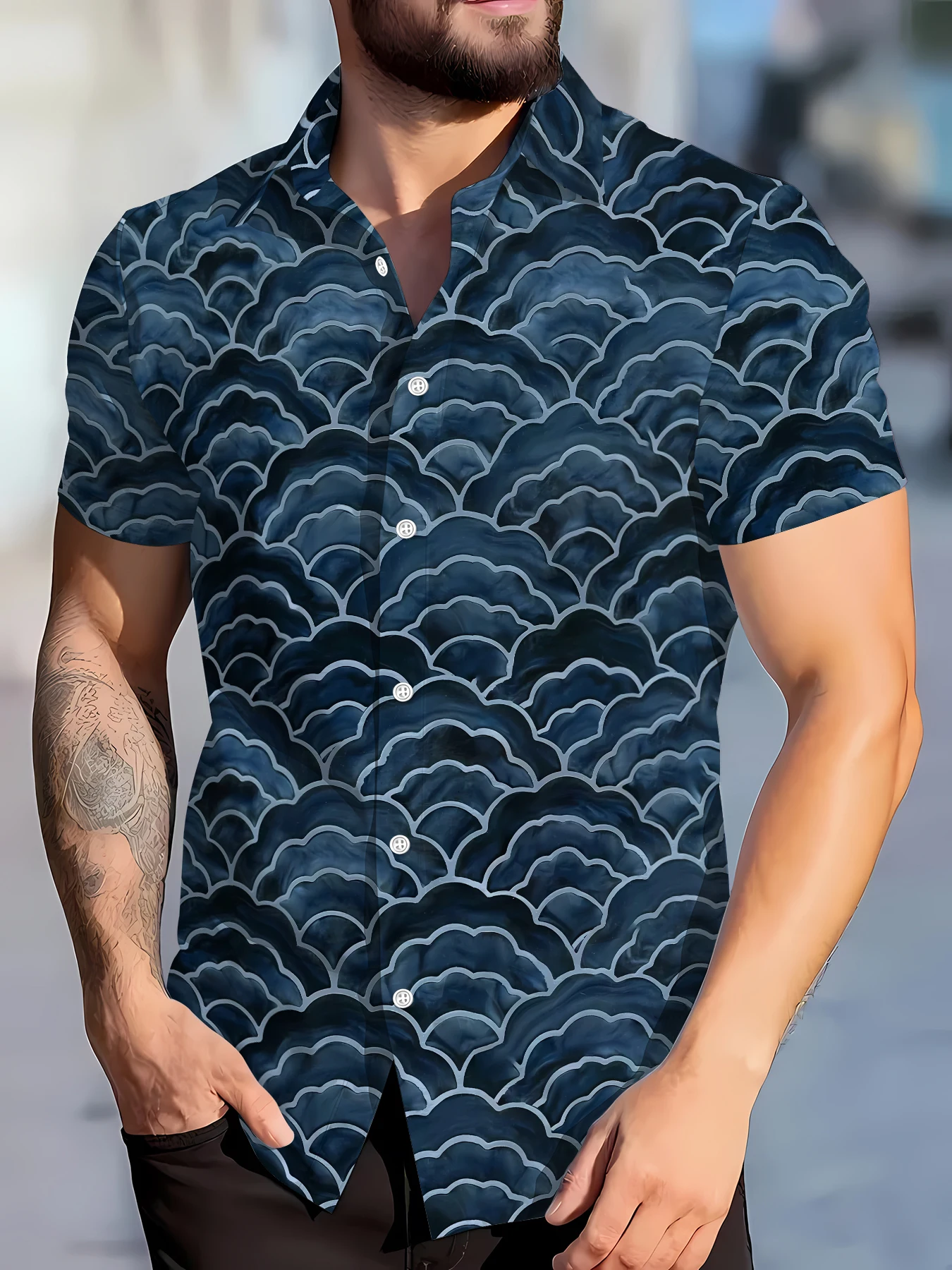 2026 Summer New Style Men's Short-Sleeved Shirt with 3D Pattern Printing - Comfortable Soft Breathable and Lightweight