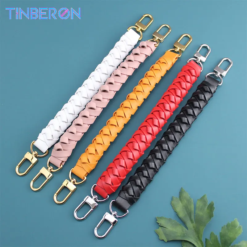 Bag Accessories Handle Strap for Bucket Bag Luxury Handbag Purse Handle Bag Strap Solid Color Weaving Leather Bag Strap TINBERON