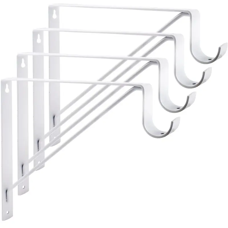 AT19-4 Packs Of Heavy Duty Closet Shelf And Rod Bracket With Rod Support Great For Both Shelf Storage And Closet Rod