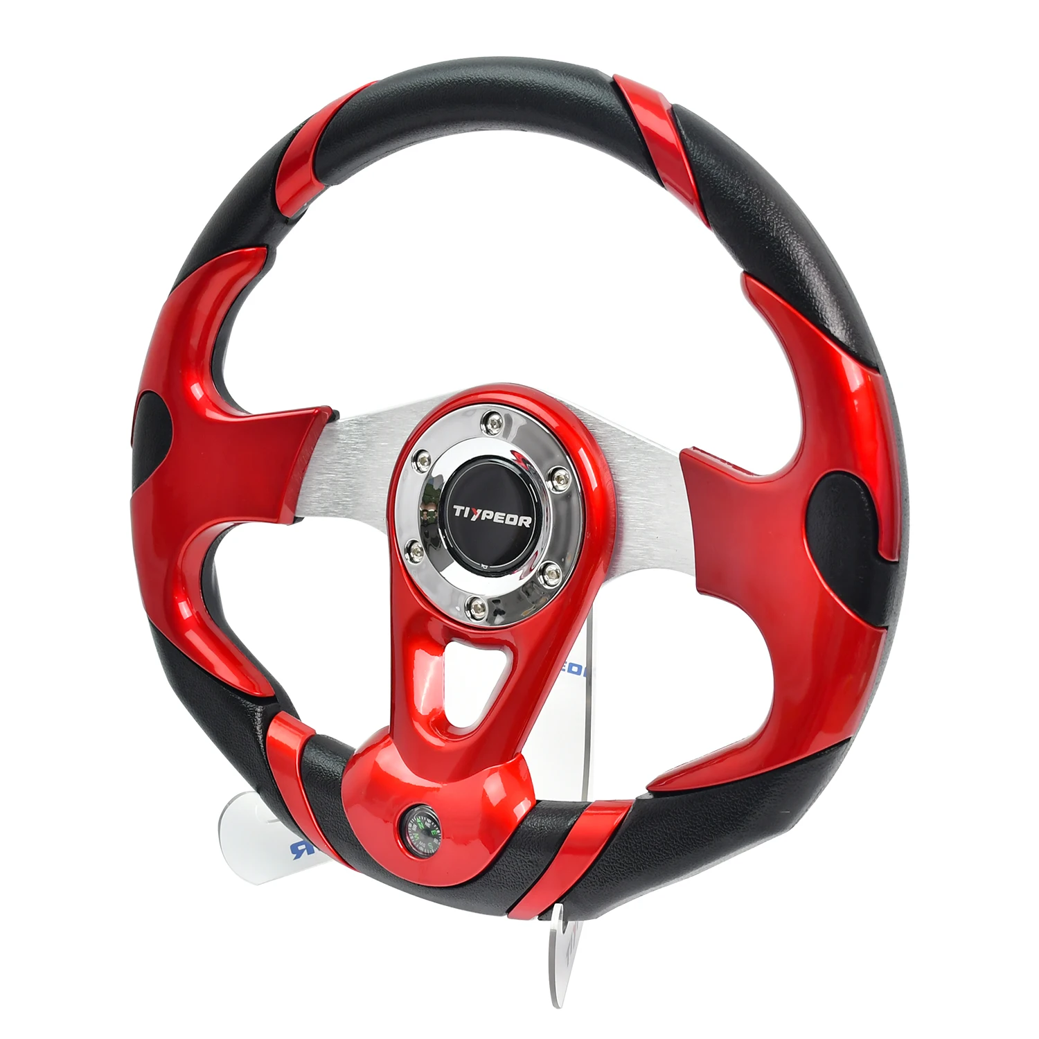 

Universal TIYPEOR 320mm 40mm PU Racing Game Simulator Sport Golf Red With Black Steering Wheel With Compass