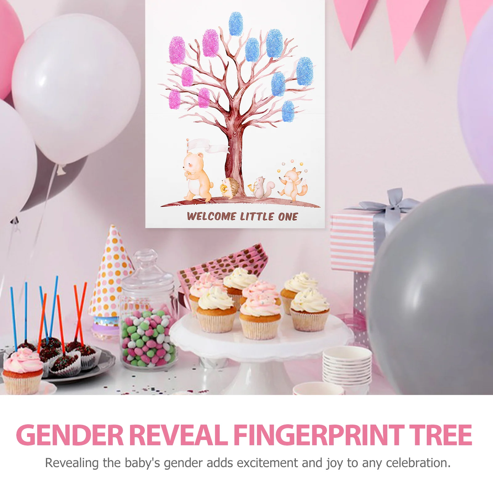 Sign Gender Reveal Game Decorations Kit Games for Guests Poster Stamp Pad Party Favors Table Ideas Baby