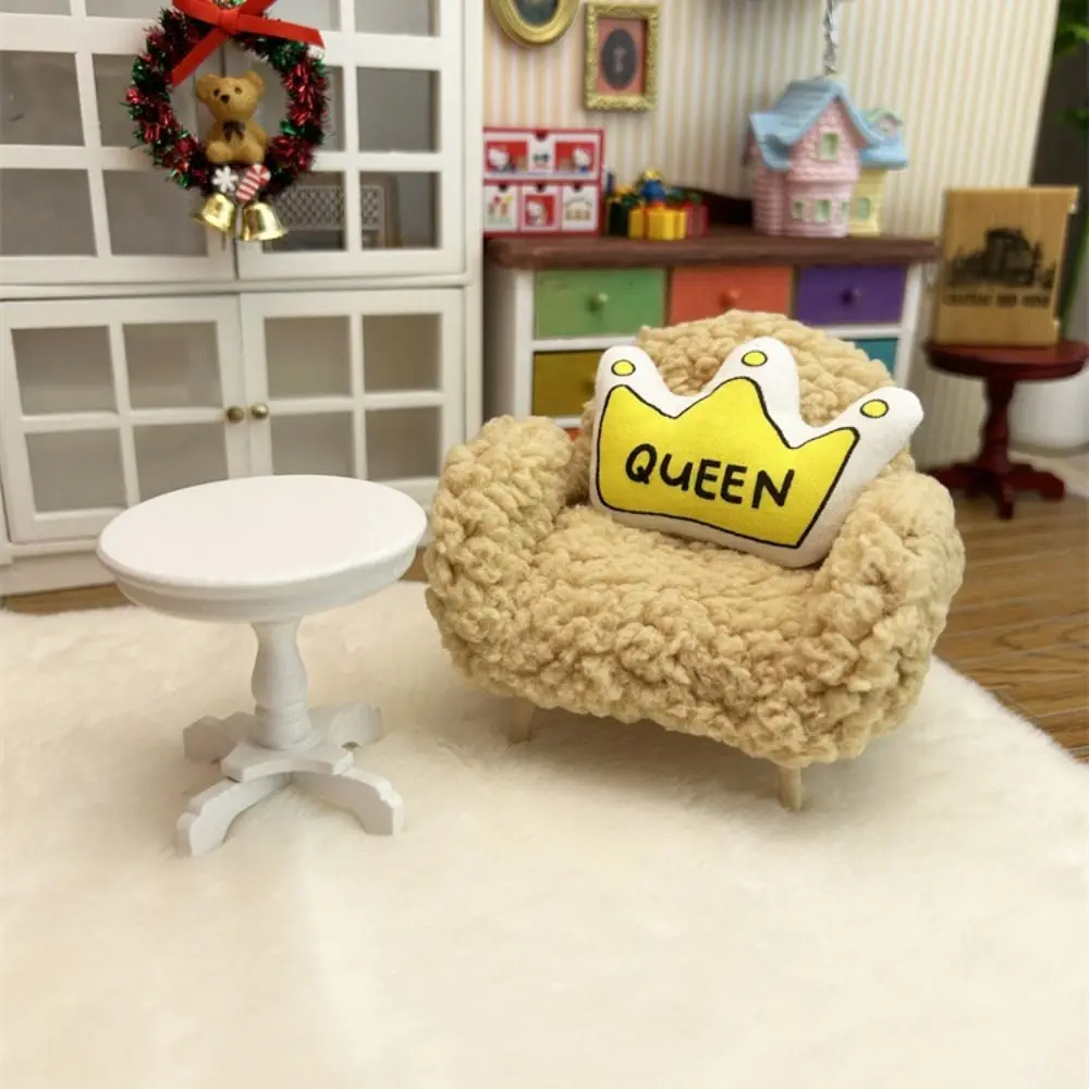 1:12 Scale Dollhouse Sofa Plush Doll House Decor Doll Sofa Bench Dolls Accessories Playing House Miniature Furniture Scene Model