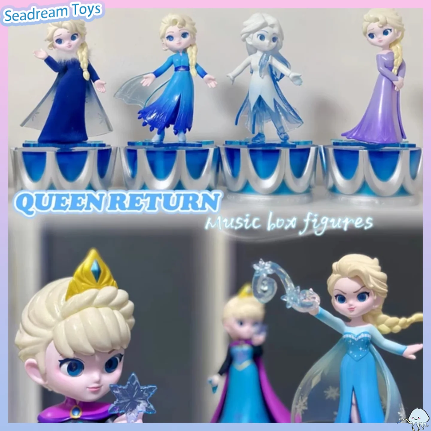 Authentic TOPTOY Disney Frozen Queen Return Series Blind Box Rotatable Music Box Flgures Cute Trendy Collectible Toy Ornament