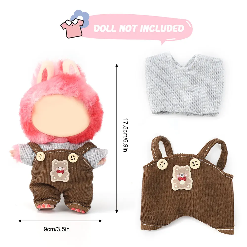 1-piece cute Labubu doll clothes suit is suitable for 17CM Labubu doll clothes accessories, excluding dolls