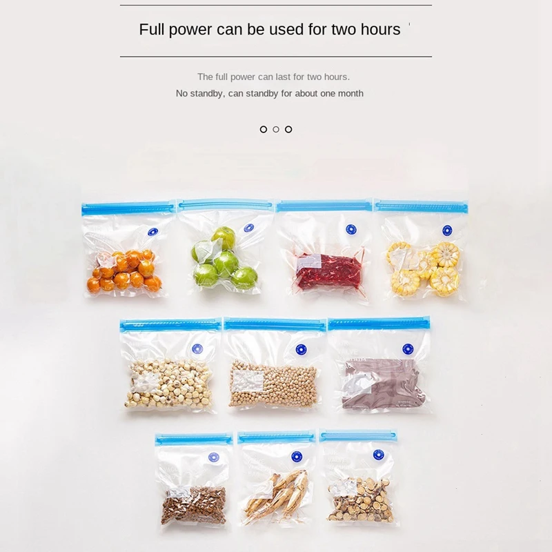 Reusable Vacuum Food Storage Zipper Bags Set Electric Handheld Vacuum Sealer Pump USB Rechargeable