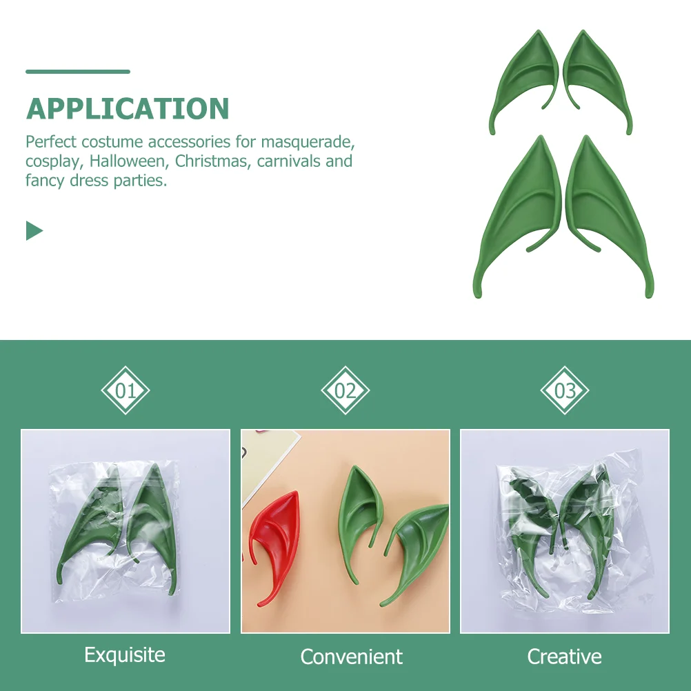 2 쌍 라텍스 엘프 귀 가장 무도회 요정 할로윈 소품 여성용 갈색 의상 의류 에멀젼