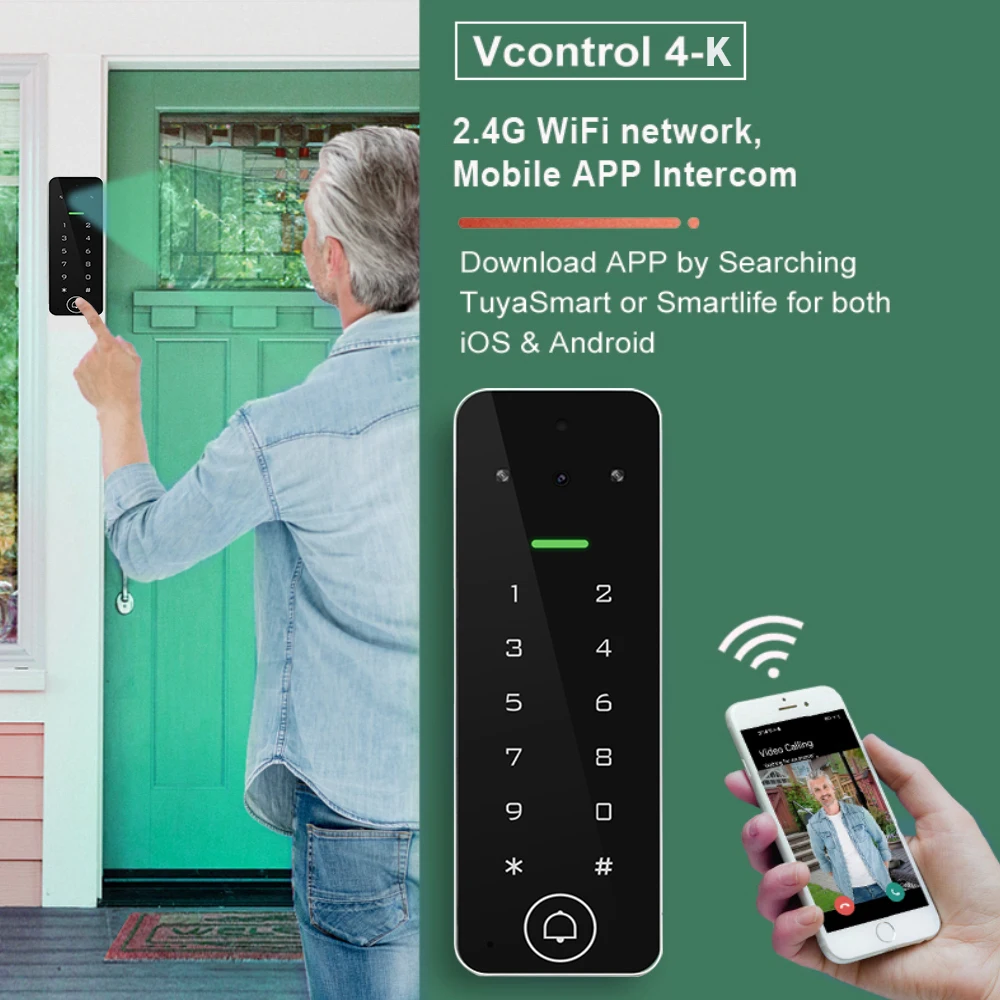 Joytimer Tuya Video Doorbell Home Video Intercom Wireless Doorphone Camera Support One-key Unlock HD Night Vision RFID Unlocking