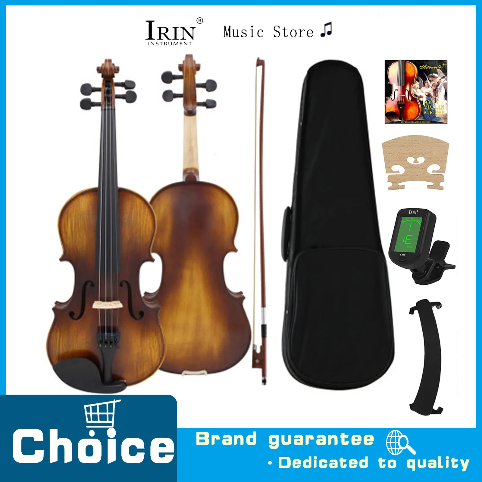 

Скрипка натурального цвета из ели и клёна, бутик-скрипка с тканевым чехлом и смычком, подходит для выступлений