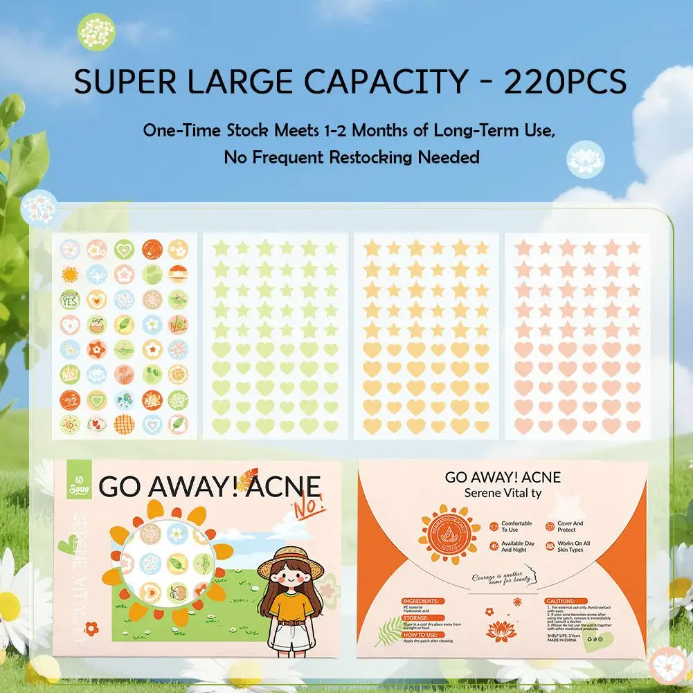 برتقالي اللون رائعتين فتاة الإبداعية حب الشباب بقع لطيف وغير مزعجة منتج العناية بالوجه 2026 جديد 220 قطعة