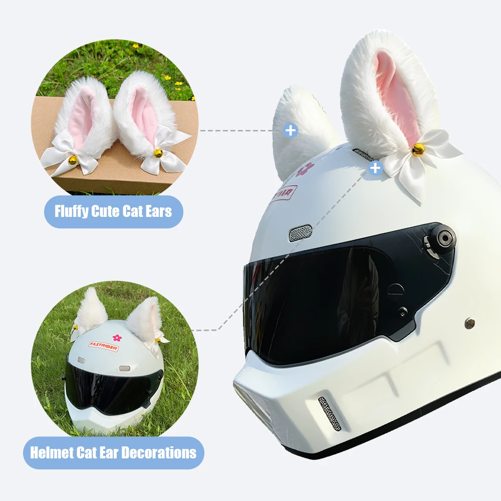 

Cute Self-adhesive Motorcycle Helmet Decor Cosplay Personality Plush Cat Ears Soft Smooth Motocross Accessories