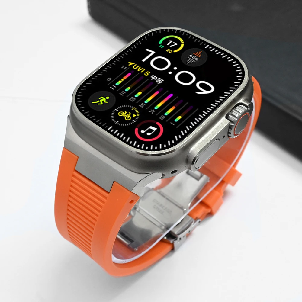 Ultra Rubber Strap for Apple Watch Ultra 2 49mm Series 9 8 7 45mm Sports Band IWatch Se 6 5 4 44mm 42mm Titanium Color Bracelet