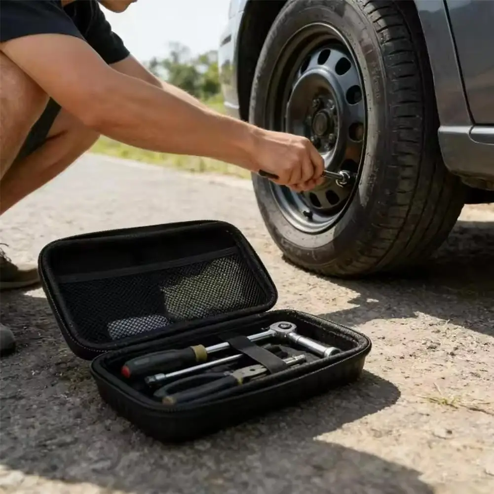 Portable Hard Shell Tool Storage Bag Carbon Fiber EVA Case Waterproof Organizer Box for Car Tools Electronics Accessories C C9P2