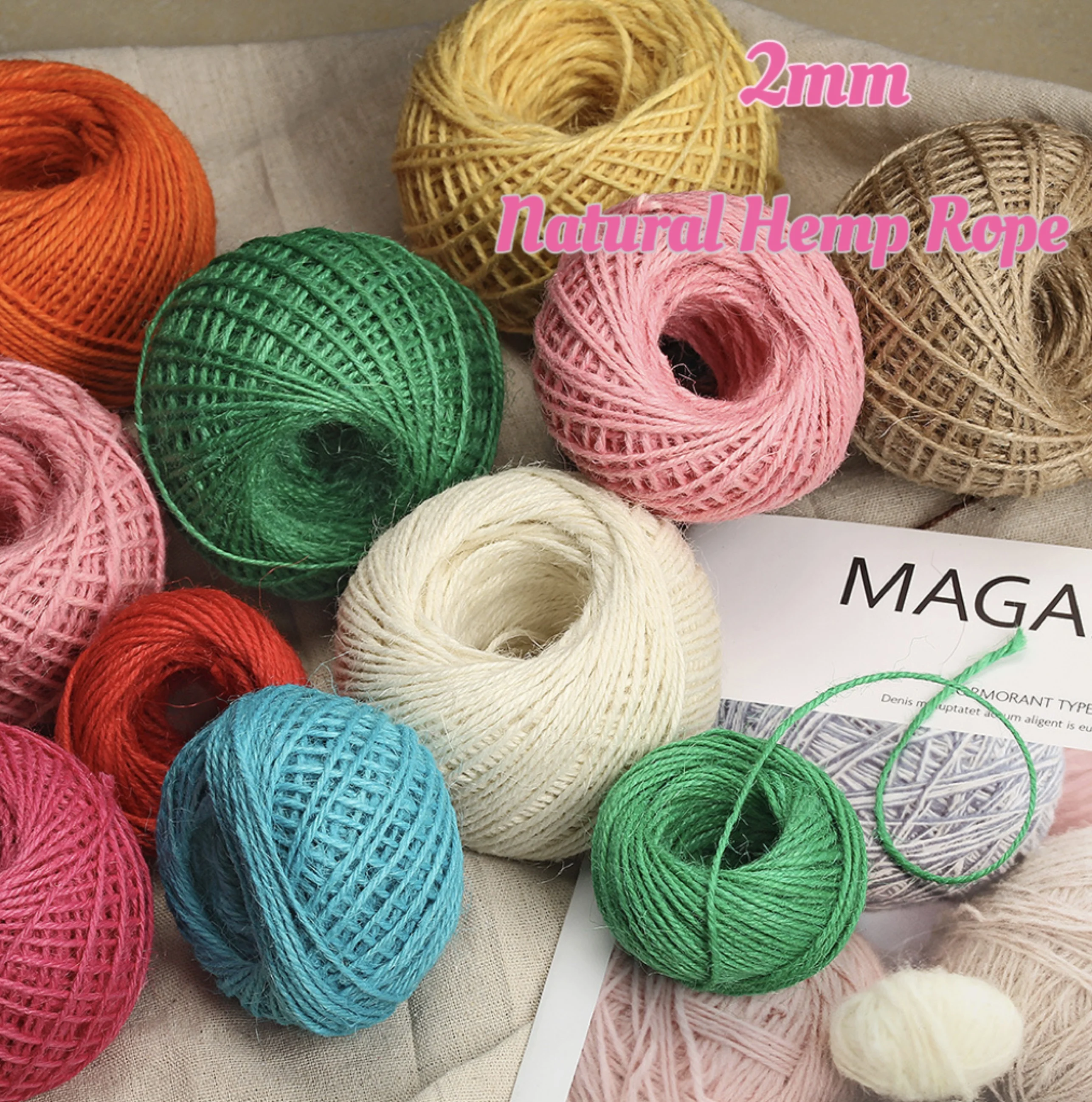 

Natural 2MM 50M/Roll Colorful Natural Jute Twine Burlap Rope Burlap String Hemp Rope For DIY Crafts Wedding Gift Wrapping Decor