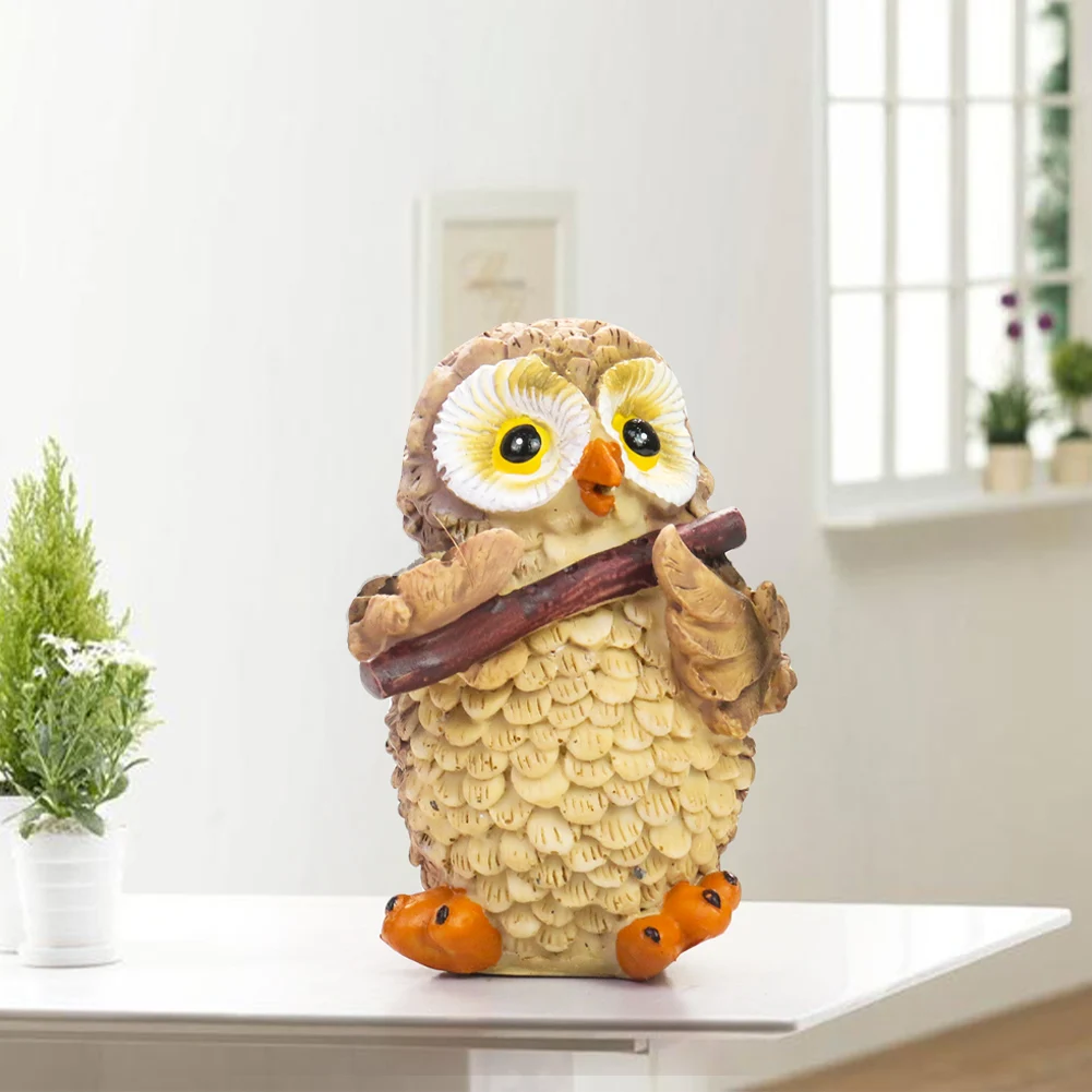 Kawaii Music Bird Owl Violin Cello Flute Finger Piano Band Plays Resin Ornament Figurines Crafts Wedding Party Desk Gifts Decor