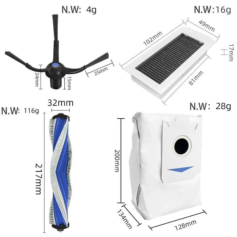 Piezas de Repuesto compatibles con ECOVACS DEEBOOT X5 OMNI / X5 PRO OMNI, accesorios, cepillo lateral principal, filtro, mopa, paño, bolsa de polvo