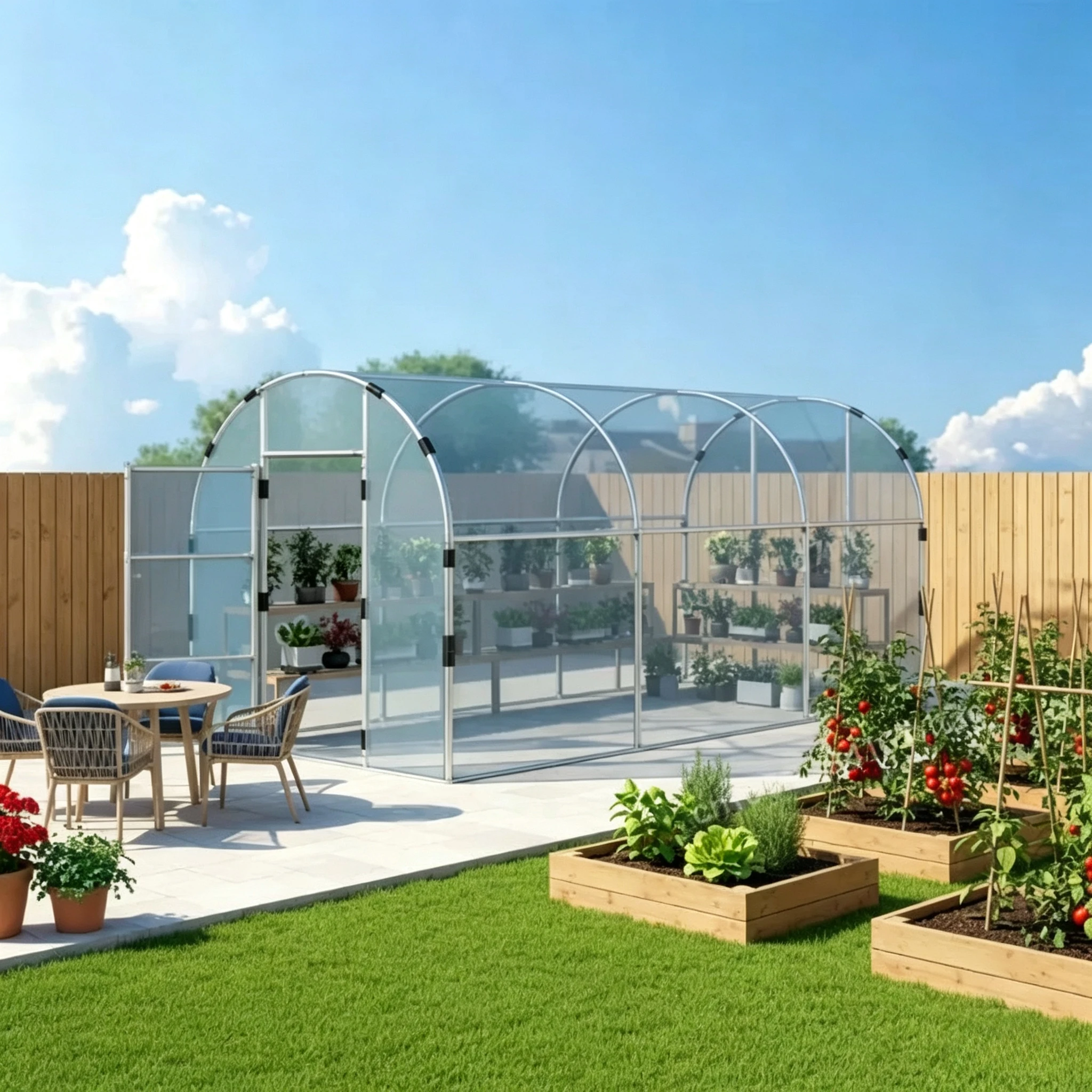 3m2.2m6m Arched Polyethylene Walk‑in Greenhouse Tent, Outdoor Plant Growing Shelter for Home Garden