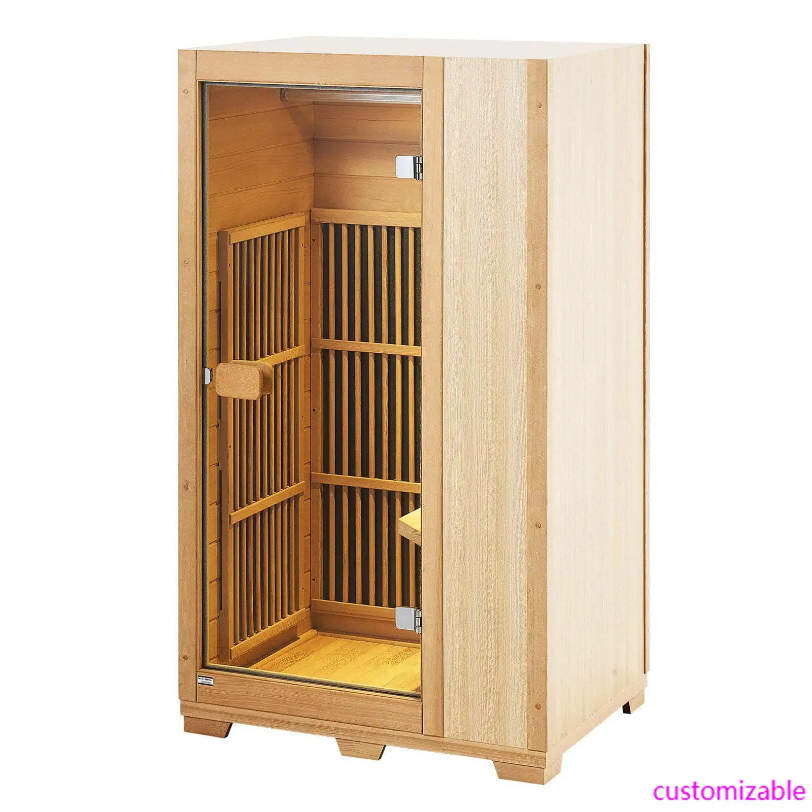 

Far Infrared Wooden Sauna,Room Home Sauna Spa for One Single Person, Low EMF Far Infrared Hemlock Wood Sauna,Tempered Glass Door