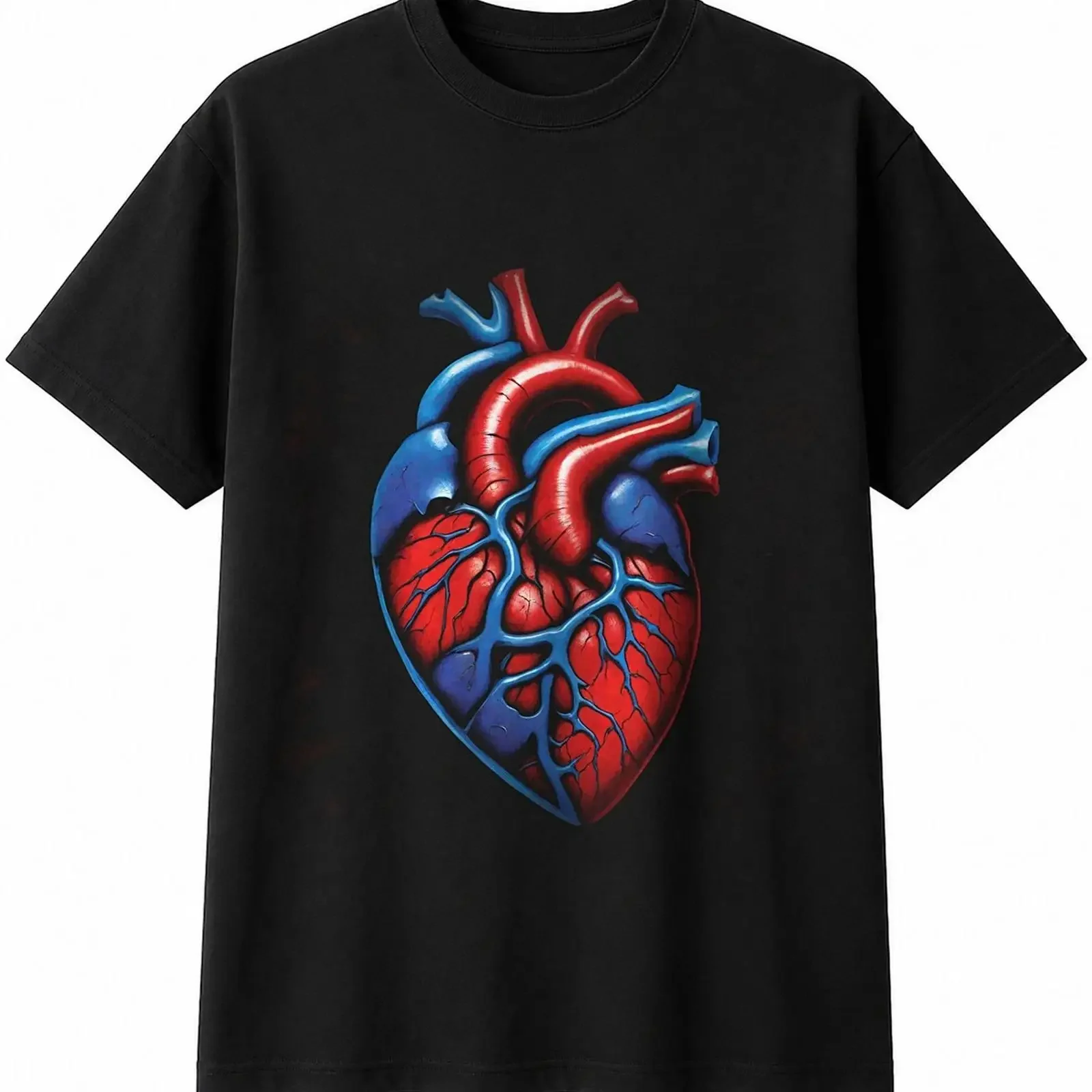 Splatter Art Anatomical Heart Broken Moon Herren T Shirt Gothic Skull Dark Okkult vintage Washed homme Soft Slightly