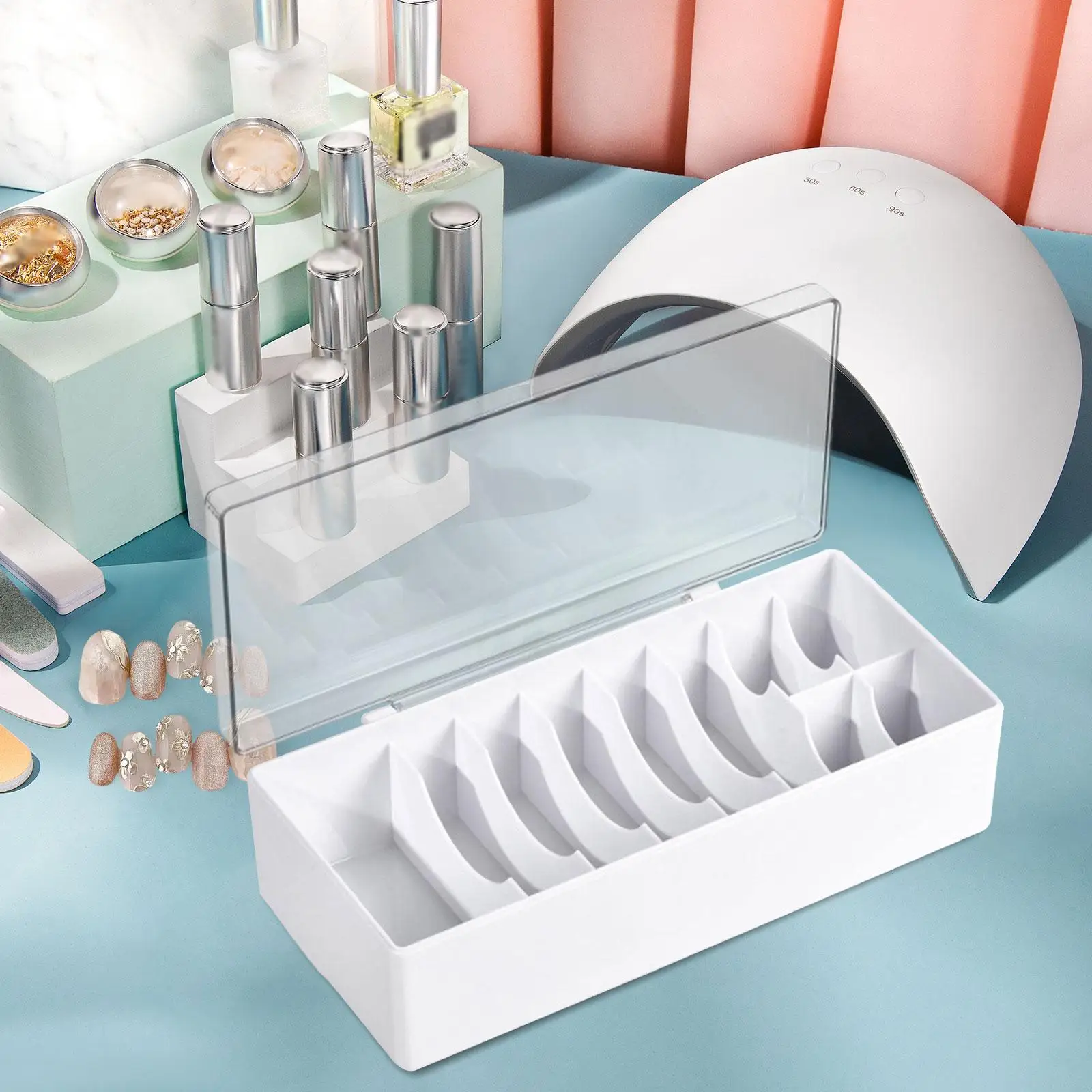 Organisateur de stockage d'extension de cils, conteneur de fournitures de cils transparents pratiques, boîte de rangement de grande capacité, pour l'artisanat de bandes de cheveux