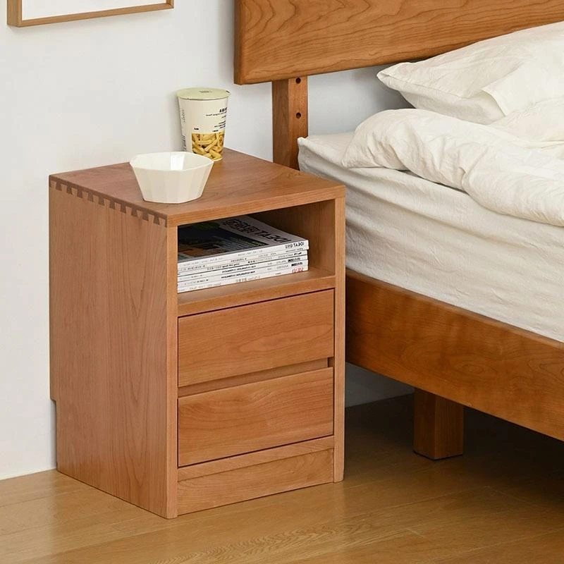 North American cherry wood bedside table Nordic solid wood ultra-narrow bedside table Japanese-style wabi sabi bedside table