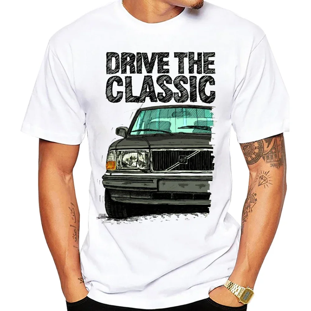Retro Old Classic Volvoes 240 90's Model T-Shirt Summer Men Short Sleeve Hip Hop Boy Casual Tshirts Turbo Wagons Car White Tees