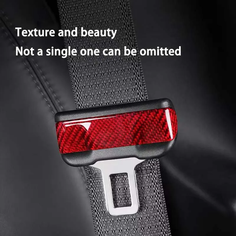 2Pcs Real Carbon Fiber Creative Patch For Safety Belt Buckle Sticker For Tesla Model 3 / Model Y Interior Accessories Tuning