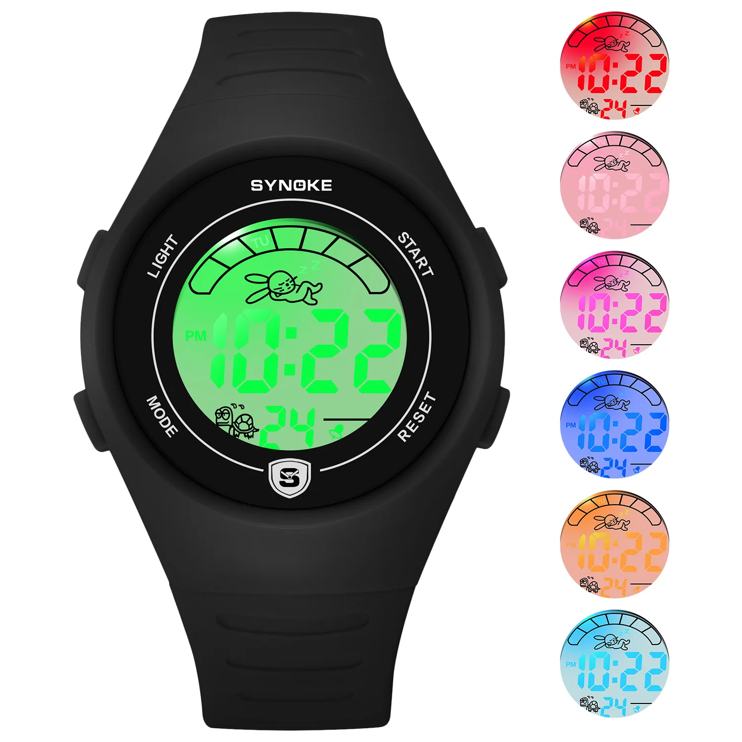 SYNOKE Waterproof Student Watch, Digital Watch Support EL Light Alarm Clock Stopwatch Date Display